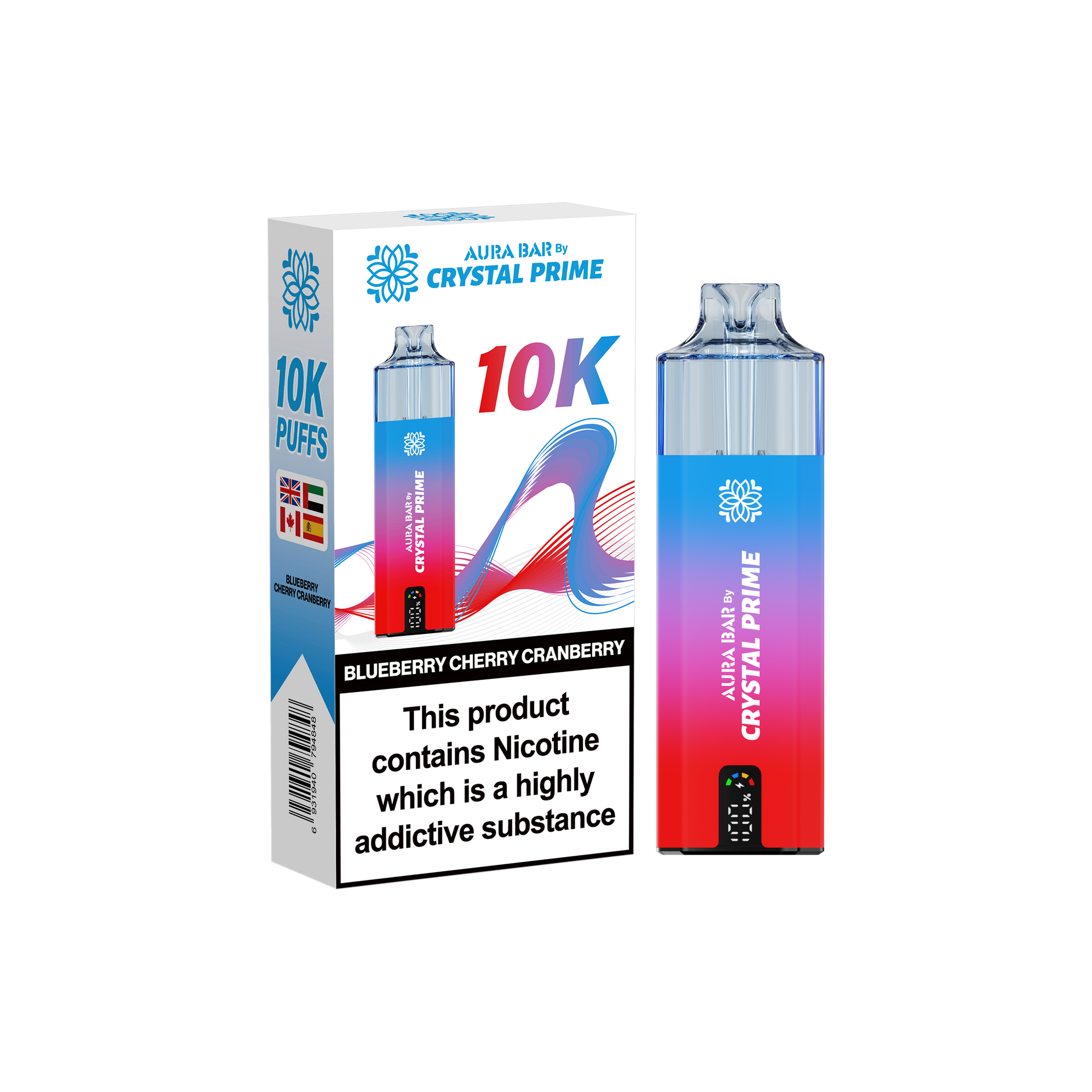 Crystal Prime Aura Bar 10K Prefilled Vape Kit - Blueberry Cherry Cranberry image