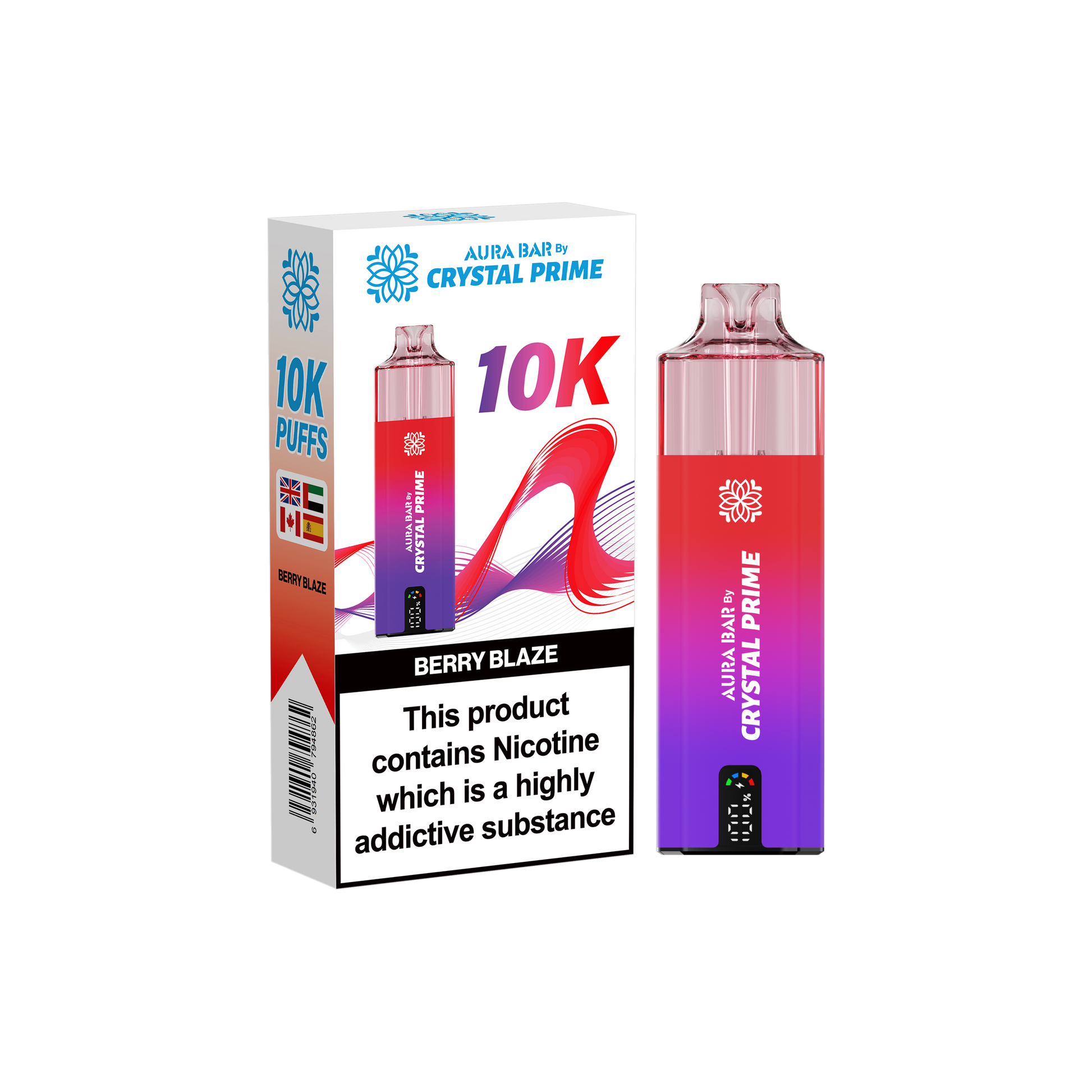 Crystal Prime Aura Bar 10K Prefilled Vape Kit - Berry Blaze image