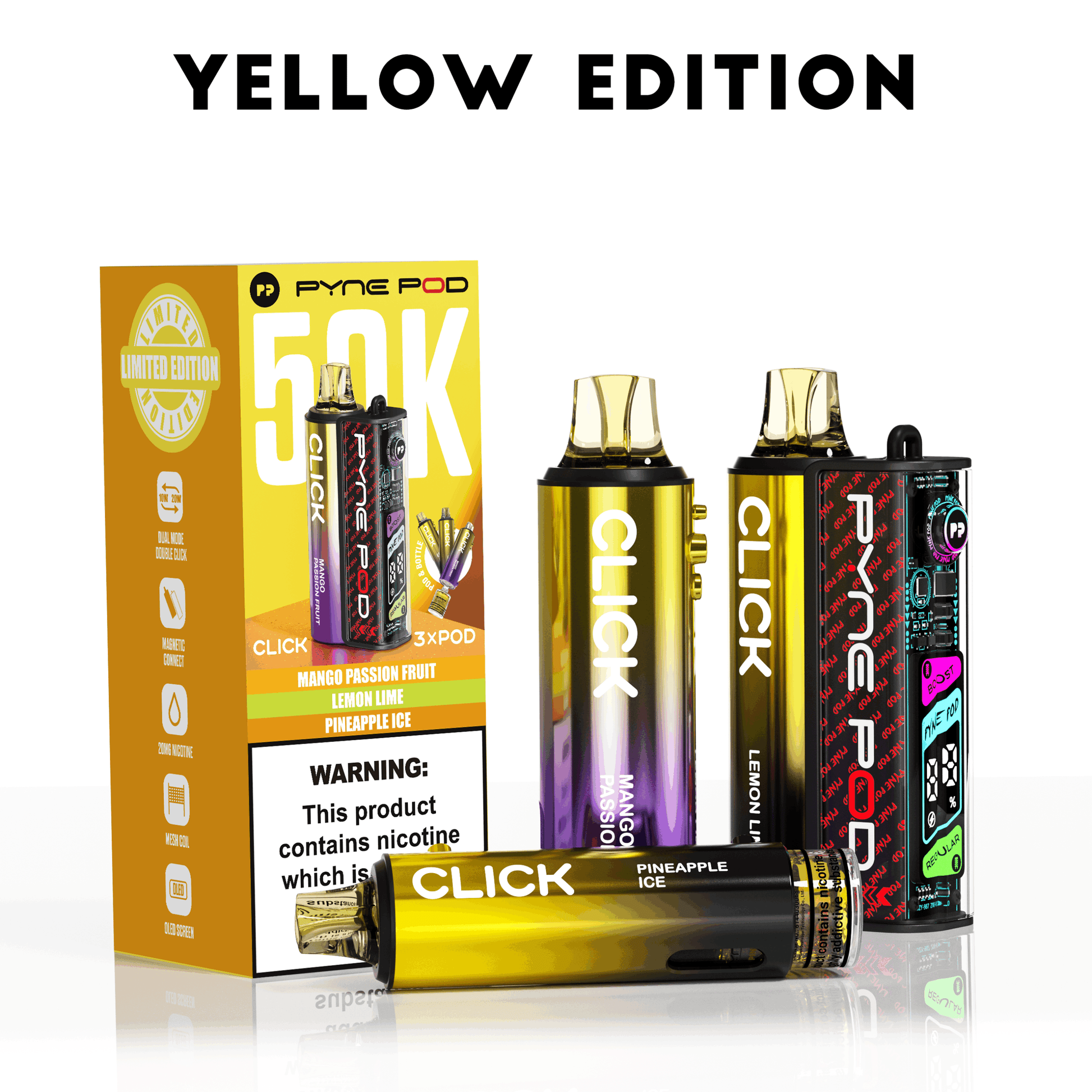 Pyne Pod Click 50K Prefilled Pod Kit - Yellow Edition image