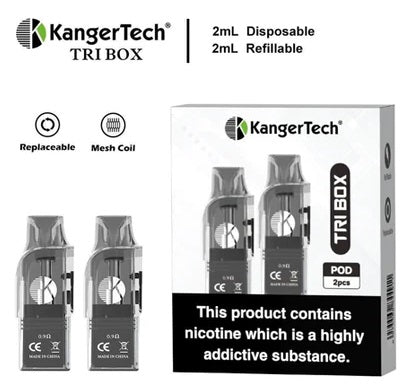 KangerTech Tri Box Refillable Pods - 2ml - 0.9Ω Mesh 2pcs/pack image 0