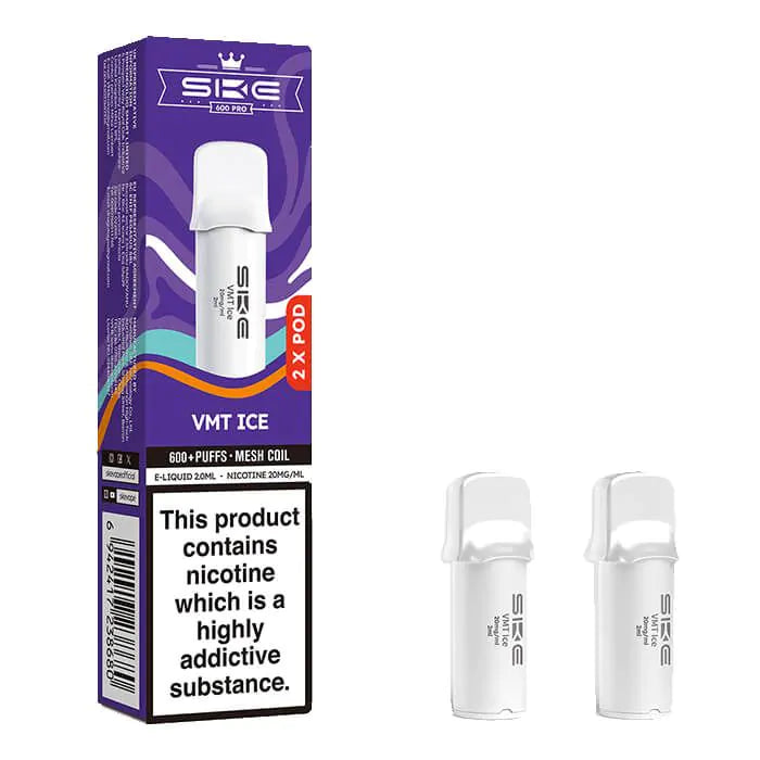 SKE Crystal Bar 600 Pro Prefilled Pods – 20mg Nicotine Salt (2 Pack) - VMT Ice image