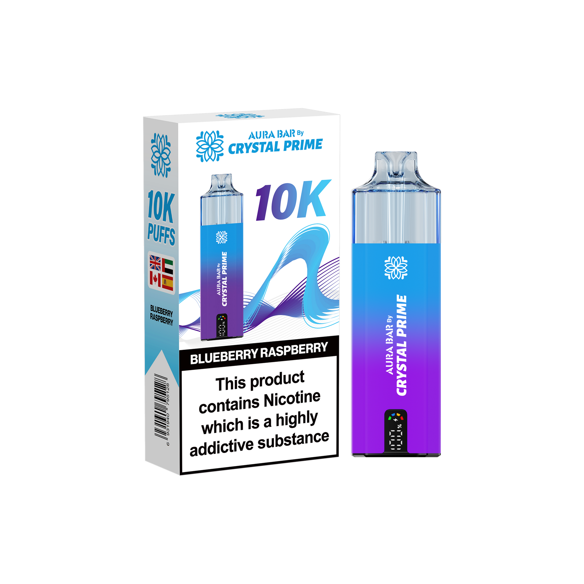 Crystal Prime Aura Bar 10K Prefilled Vape Kit - Blueberry Raspberry image