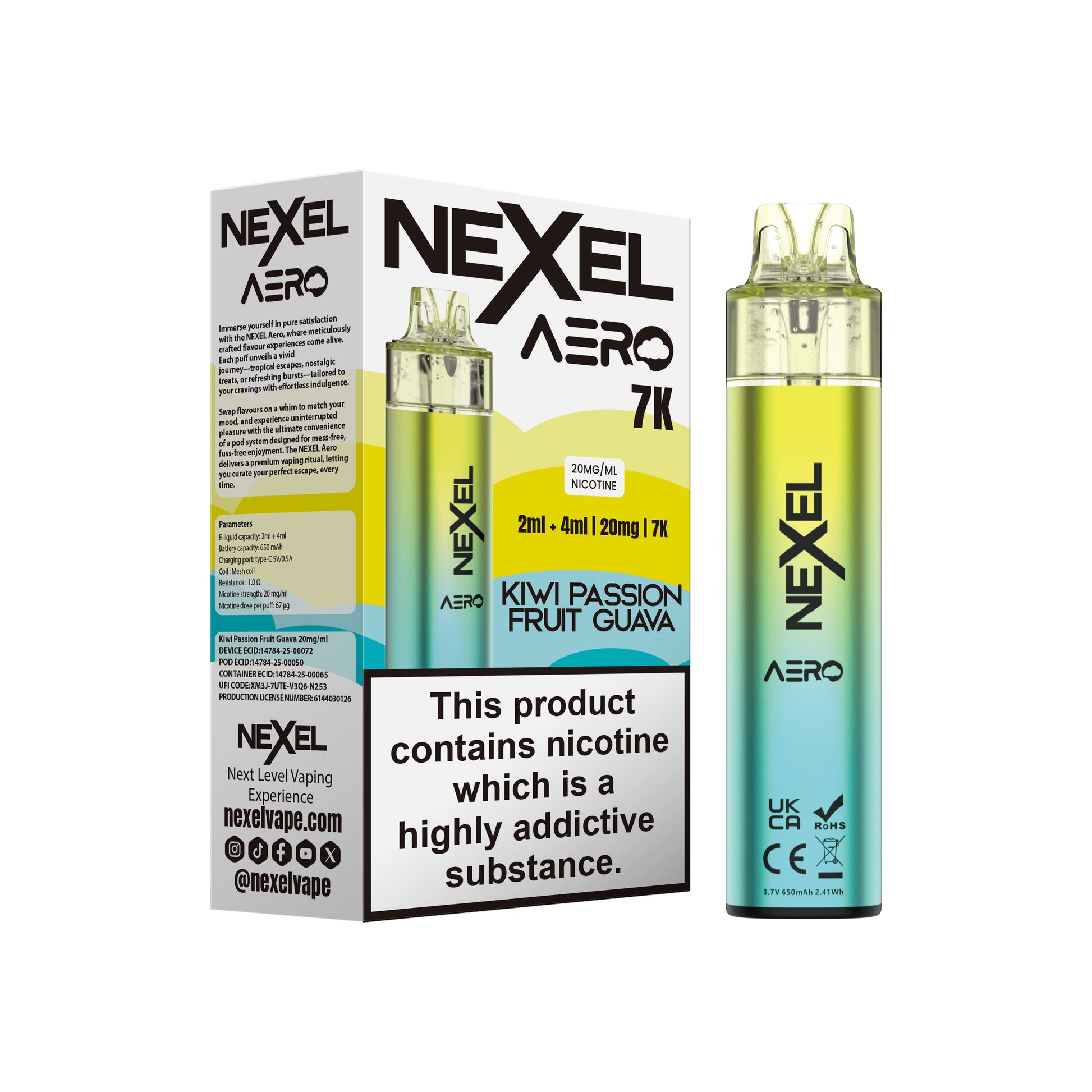 Nexel Aero 7K Prefilled Pod Kit - Kiwi Passion Fruit Guava image