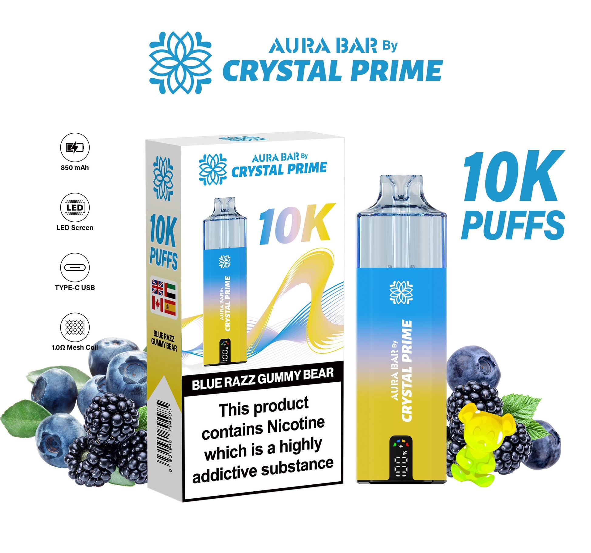 Crystal Prime Aura Bar 10K Prefilled Vape Kit image 0