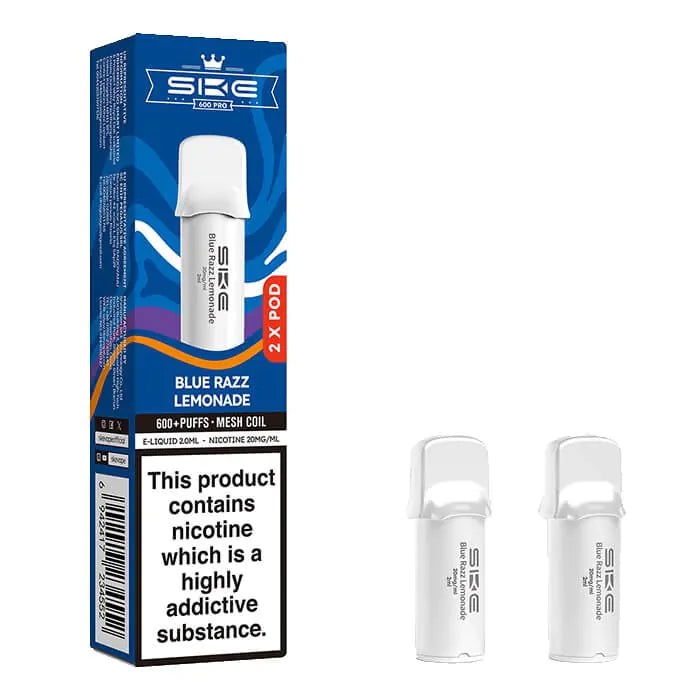 SKE Crystal Bar 600 Pro Prefilled Pods – 20mg Nicotine Salt (2 Pack) - Blue Razz Lemonade image