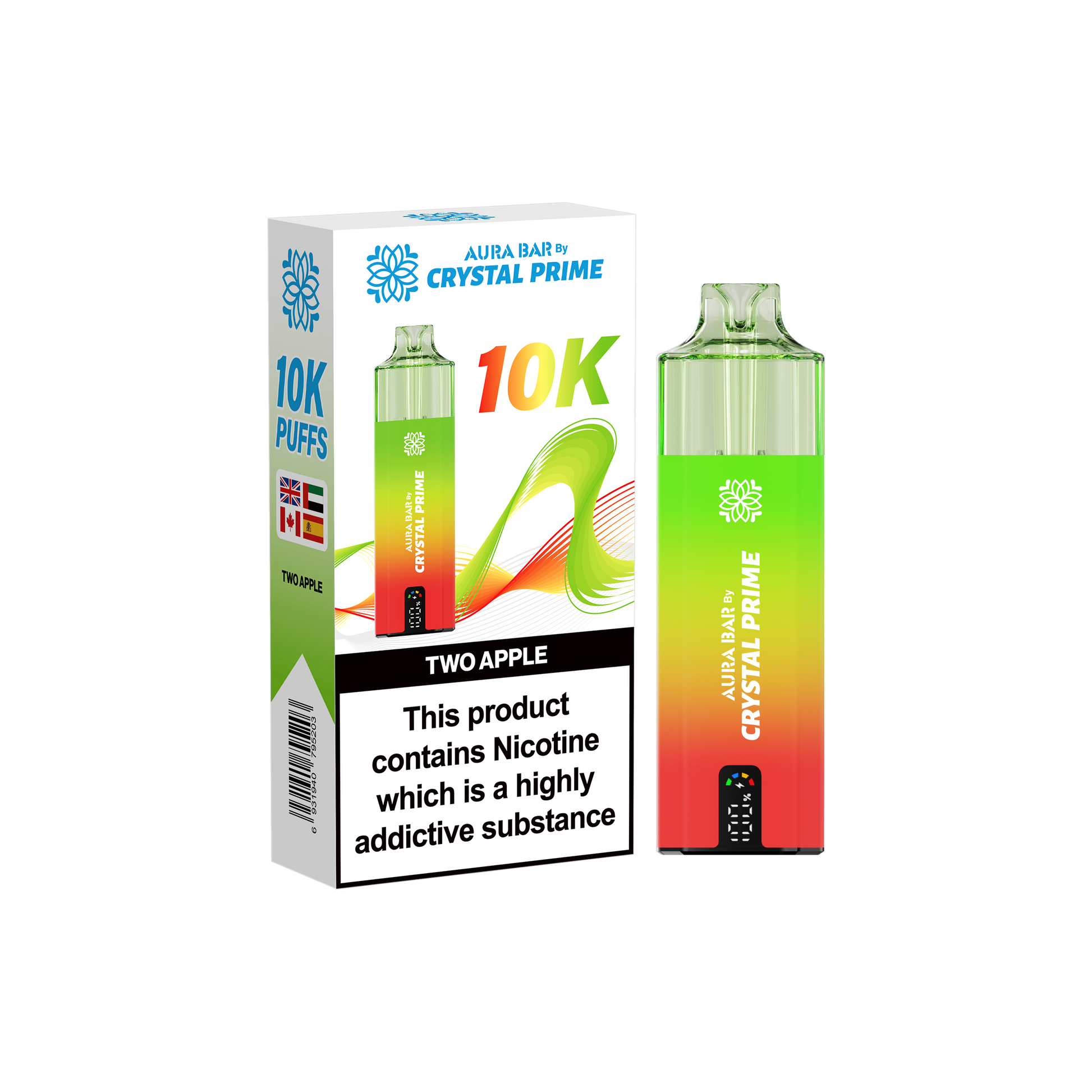 Crystal Prime Aura Bar 10K Prefilled Vape Kit - Two Apple image