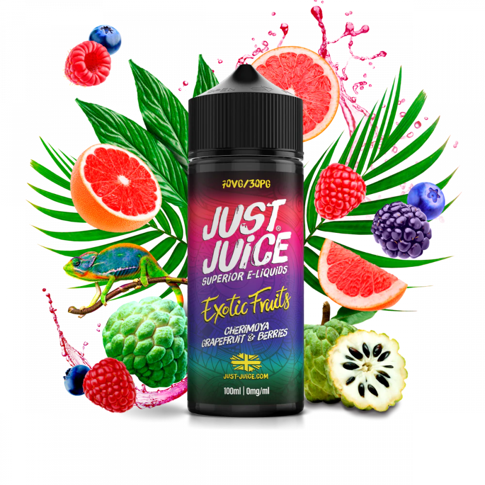 Just Juice 100ml E-Liquid Shortfill | Exotic | On Ice | Fusion Range  70/30 VG/PG - Cherimoya Grapefruit & Berries image