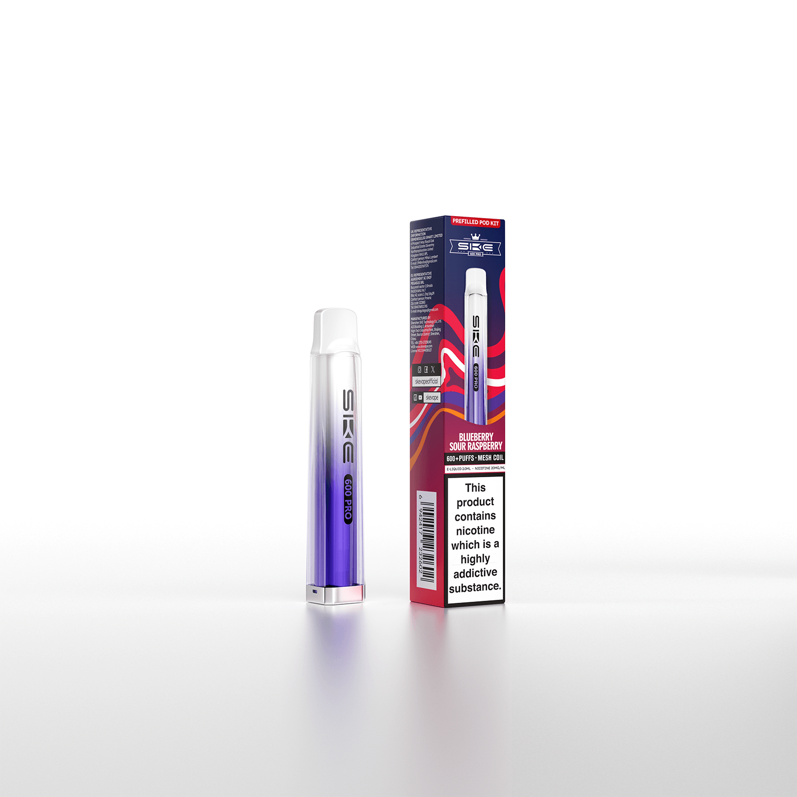 SKE Crystal Bar 600 Pro Prefilled Pod Kit - Blueberry Sour Raspberry image