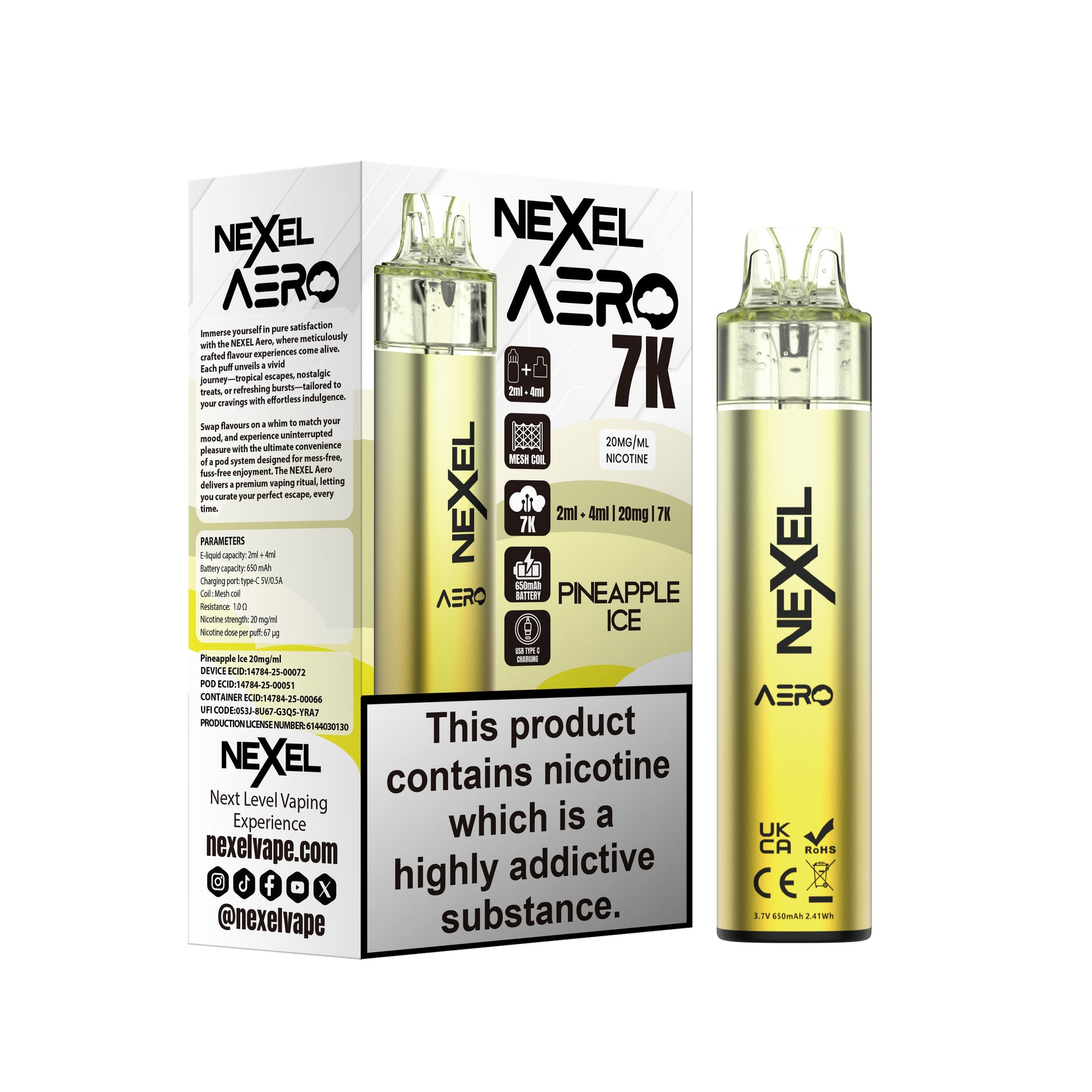 Nexel Aero 7K Prefilled Pod Kit - Pineapple Ice image