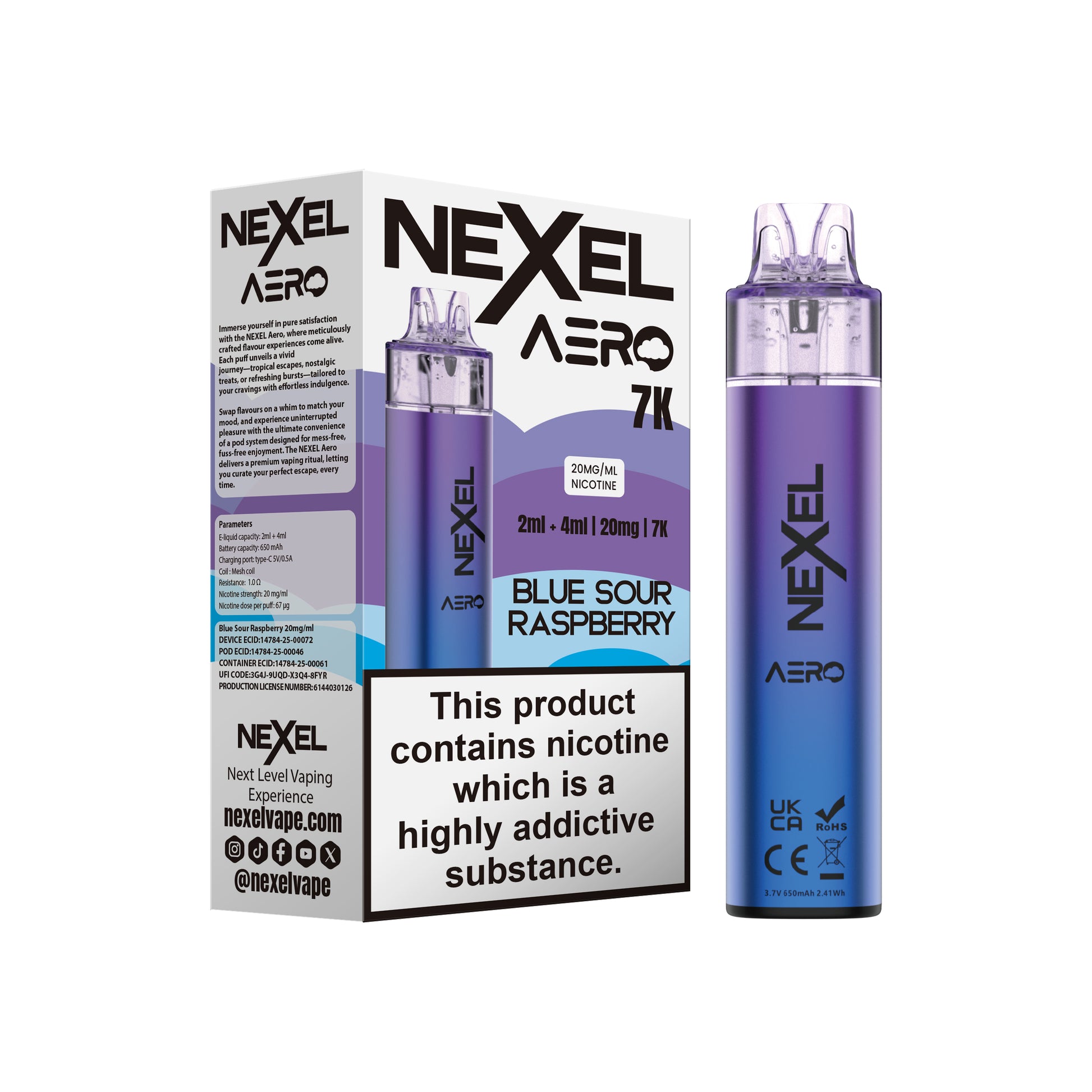 Nexel Aero 7K Prefilled Pod Kit - Blue Sour Raspberry image