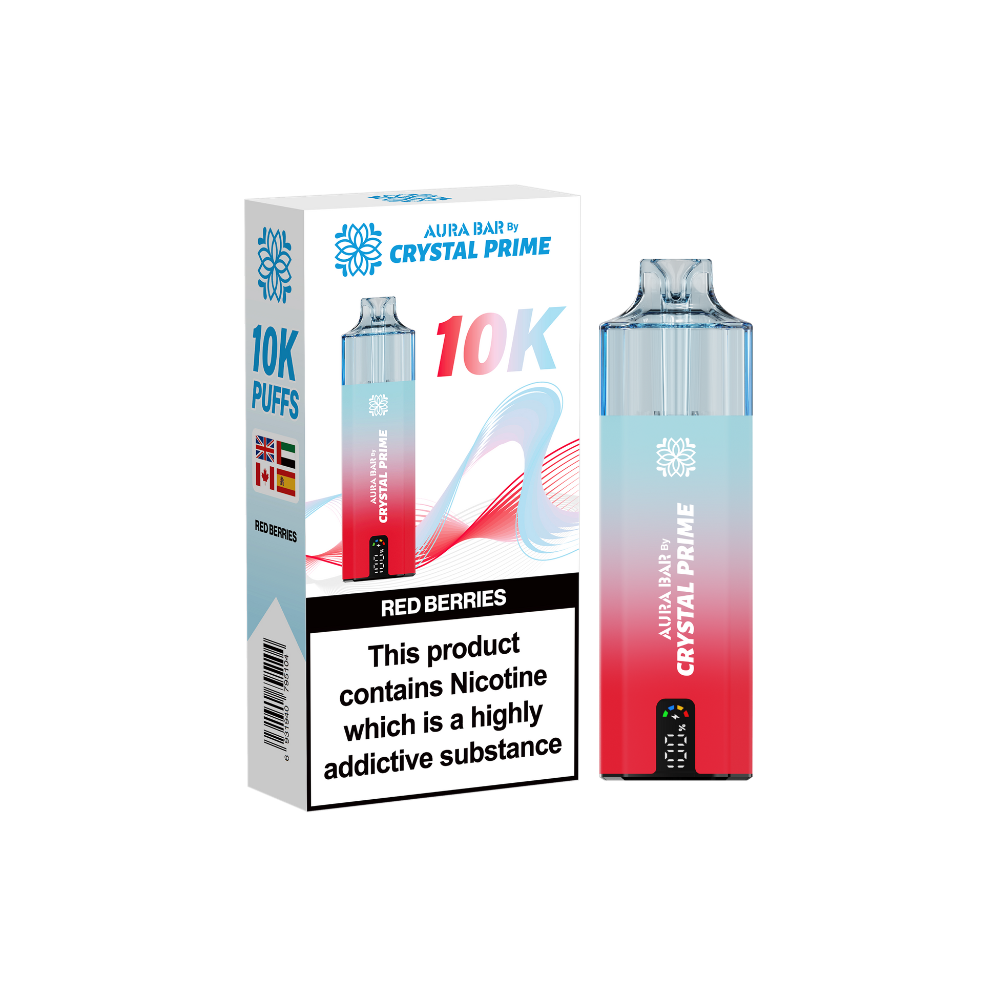 Crystal Prime Aura Bar 10K Prefilled Vape Kit - Red Berries image