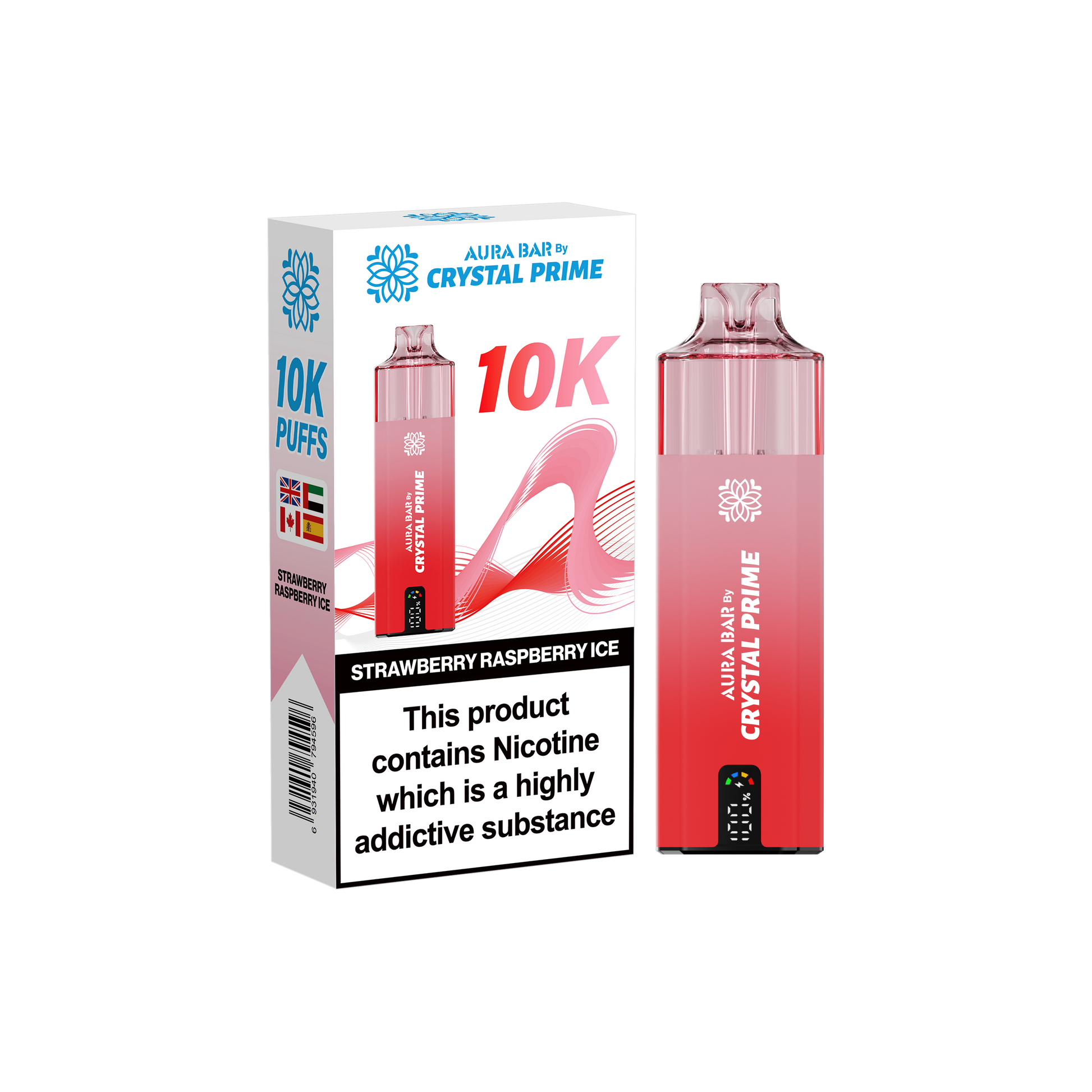 Crystal Prime Aura Bar 10K Prefilled Vape Kit - Strawberry Raspberry Ice image