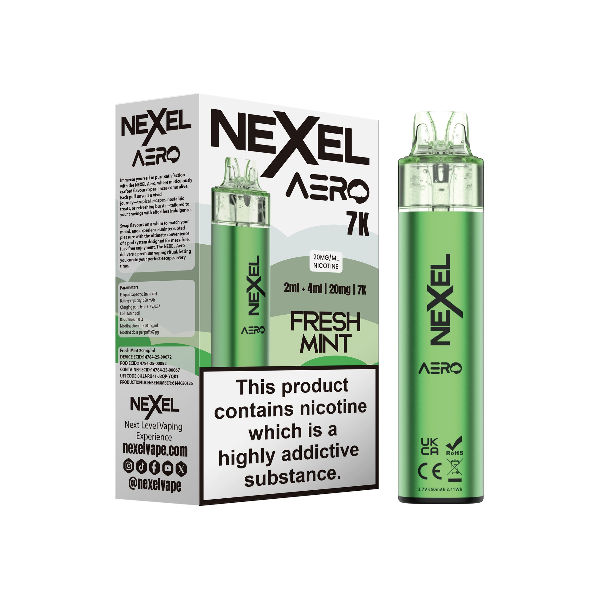 Nexel Aero 7K Prefilled Pod Kit - Fresh Mint image