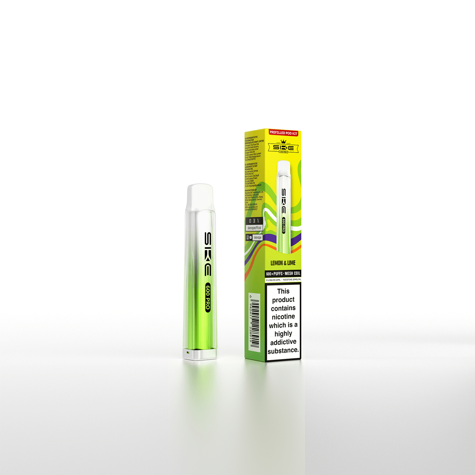 SKE Crystal Bar 600 Pro Prefilled Pod Kit - Lemon Lime image