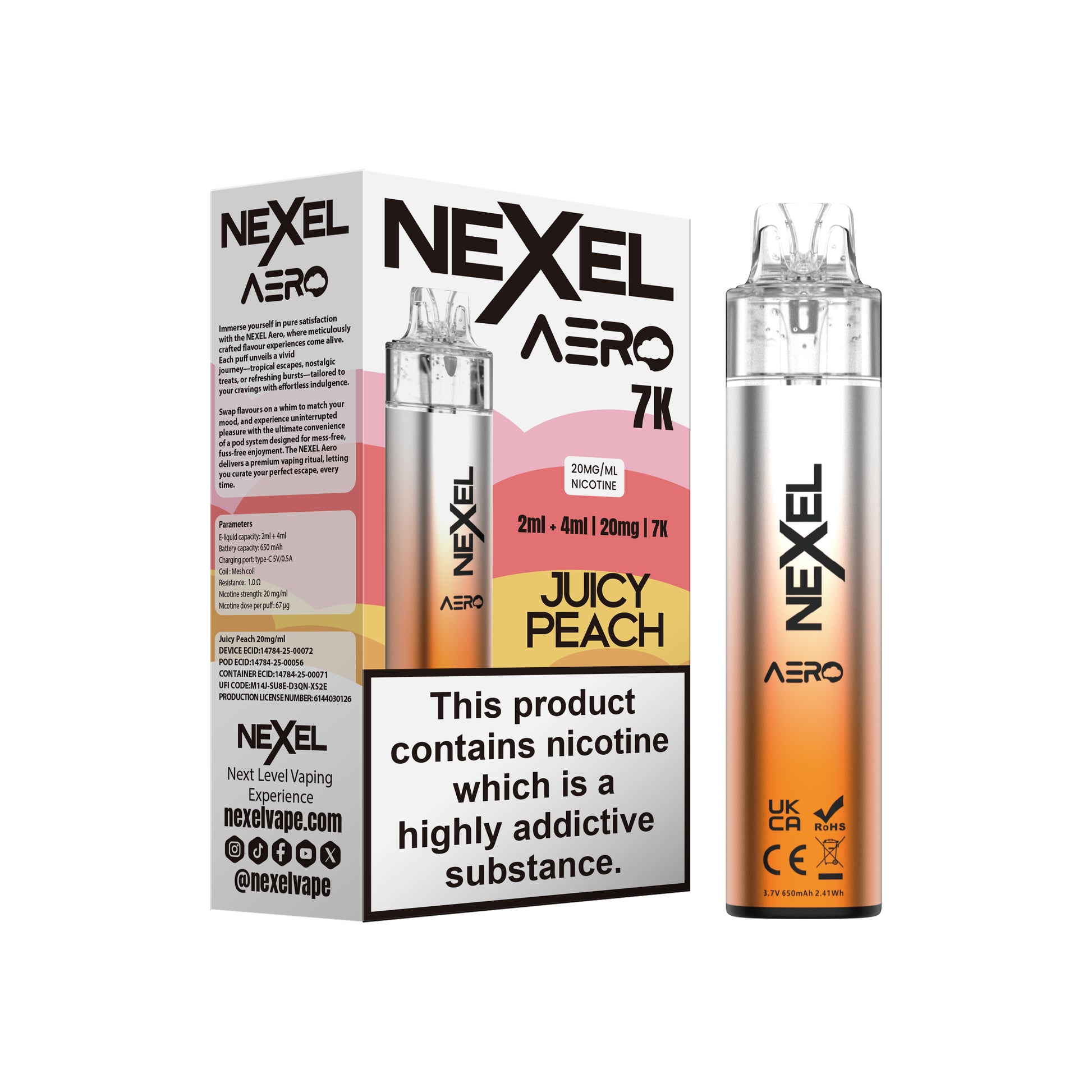 Nexel Aero 7K Prefilled Pod Kit - Juicy Peach image
