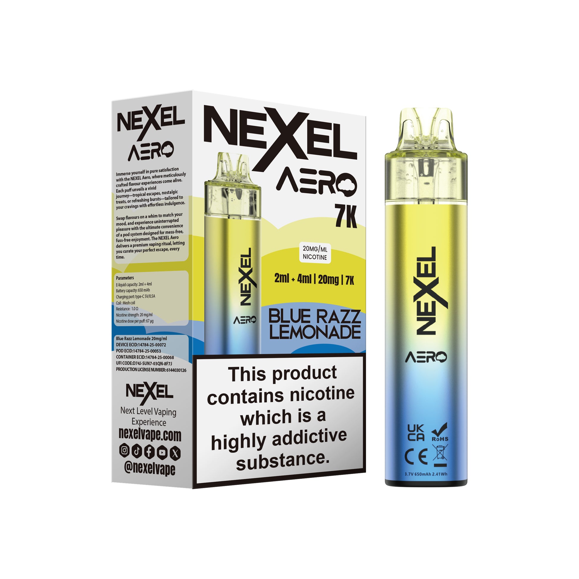 Nexel Aero 7K Prefilled Pod Kit - Blue Razz Lemonade image