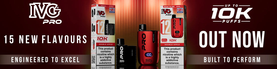 IVG Pro 12 and IVG Pro 10K kits and refill pods 0mg 10mg 20mg comparison