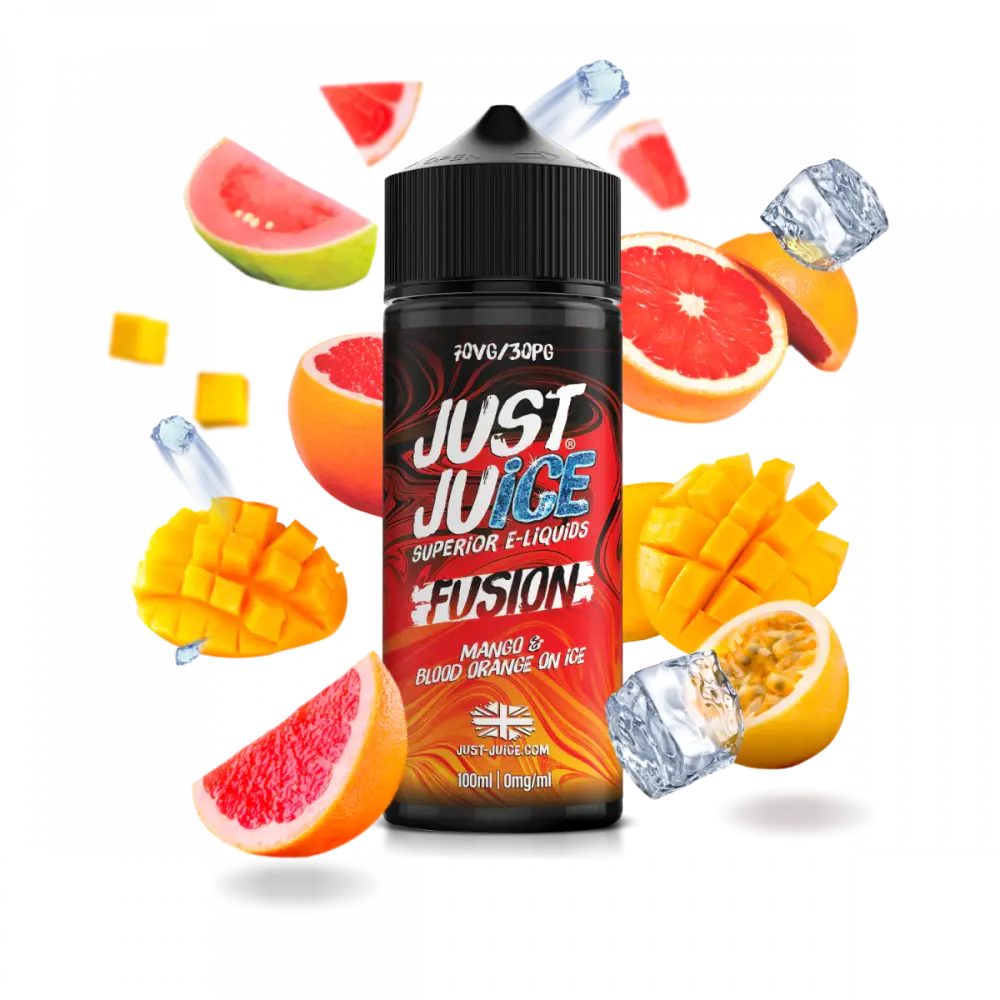 Just Juice 100ml E-Liquid Shortfill | Exotic | On Ice | Fusion Range  70/30 VG/PG - Mango &amp; Blood Orange ON ICE image