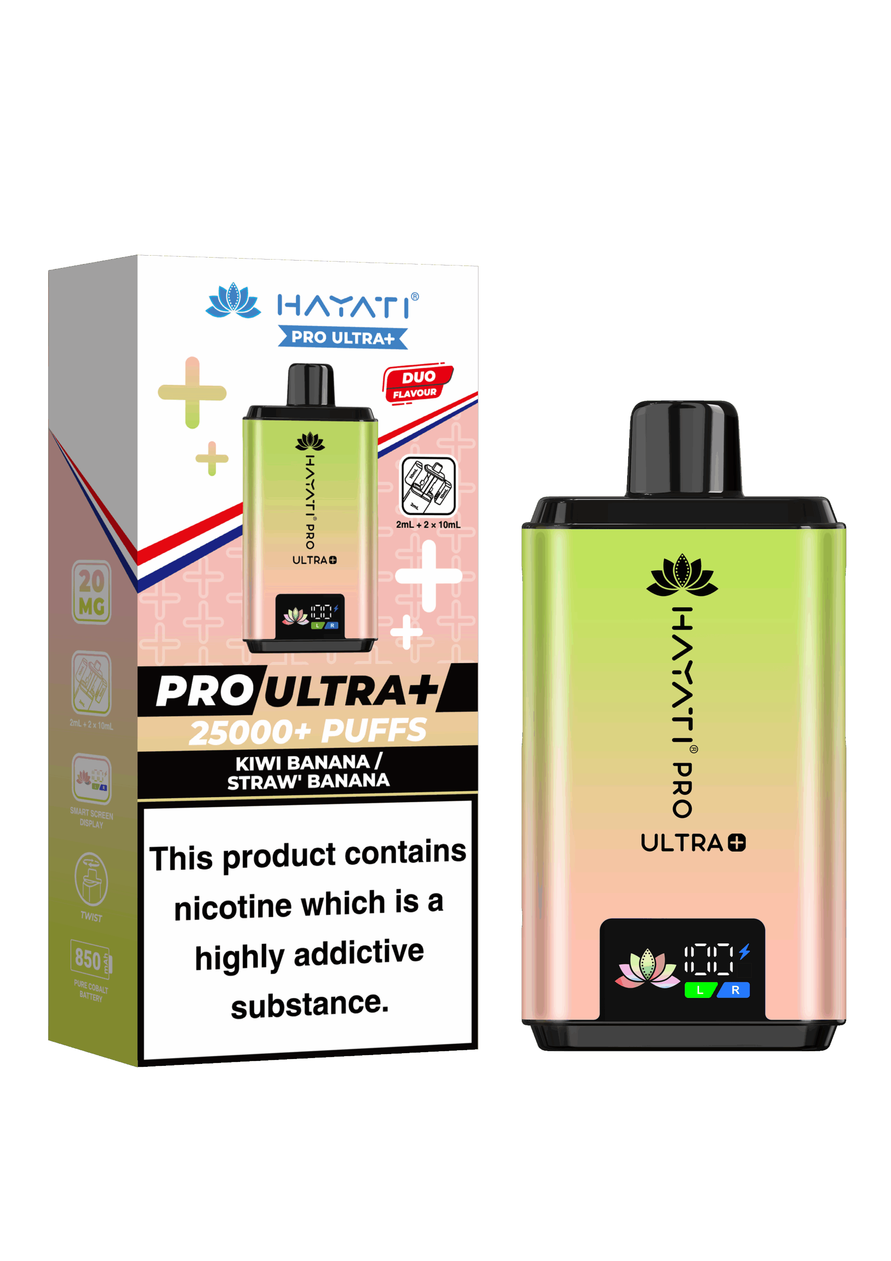 Hayati Pro Ultra Plus 25K Prefilled Vape Kit - Kiwi Banana / Straw' Banana image