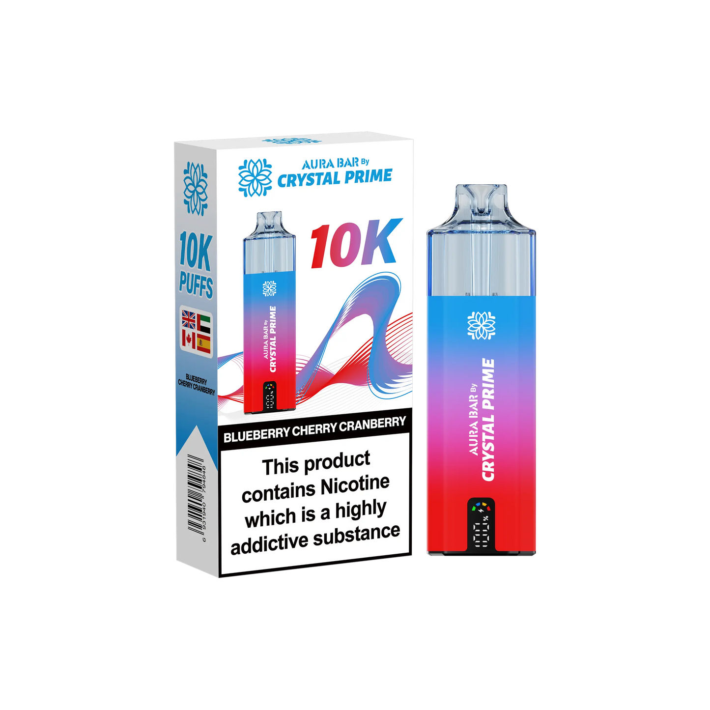 Crystal Prime Aura Bar 10K Prefilled Vape Kit - Blueberry Cherry Cranberry image