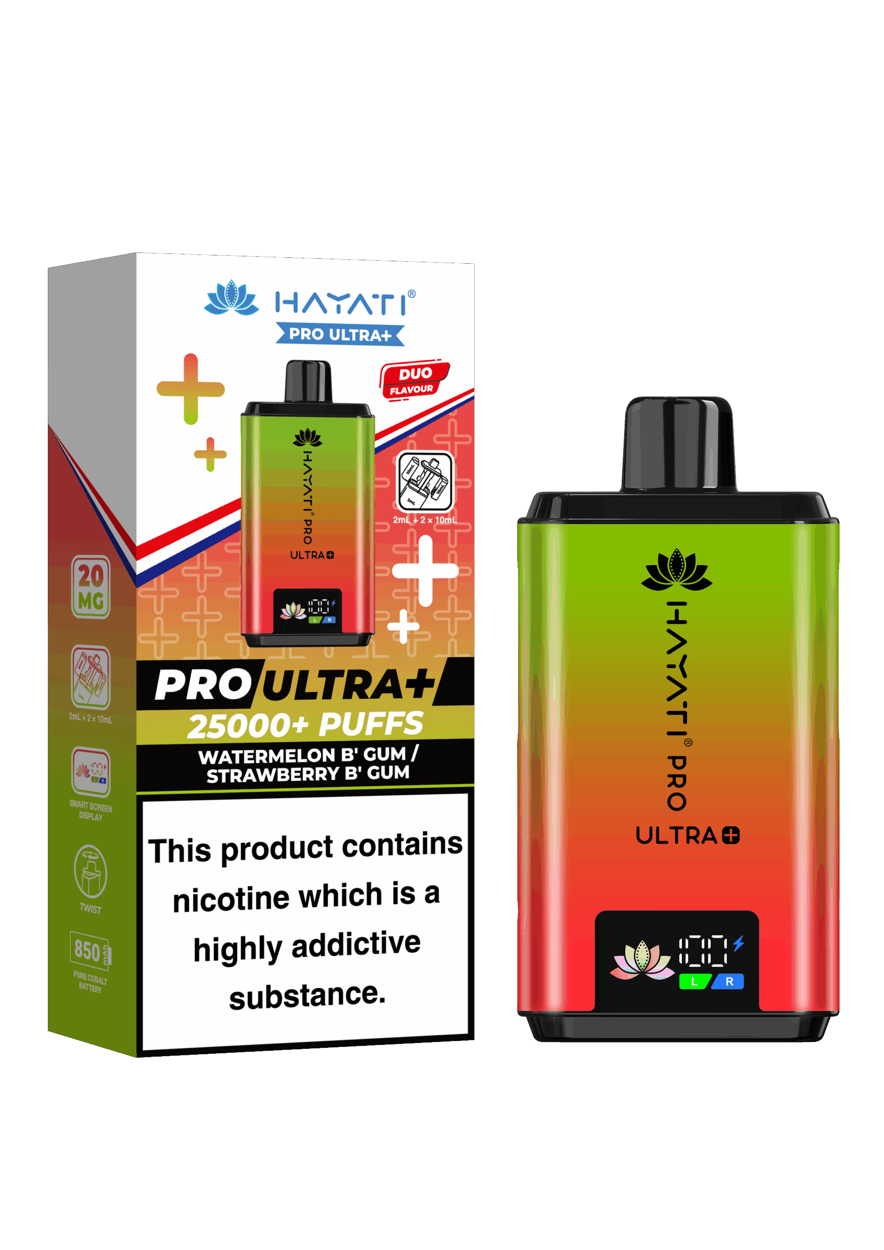 Hayati Pro Ultra Plus 25K Prefilled Vape Kit - Watermelon B'Gum / Strawberry B'Gum image