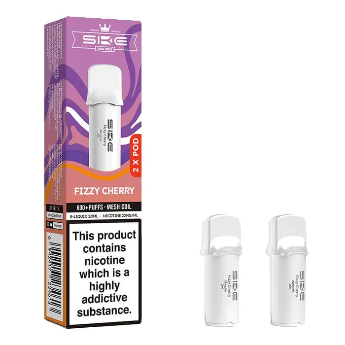 SKE Crystal Bar 600 Pro Prefilled Pods – 20mg Nicotine Salt (2 Pack) - Fizzy Cherry image