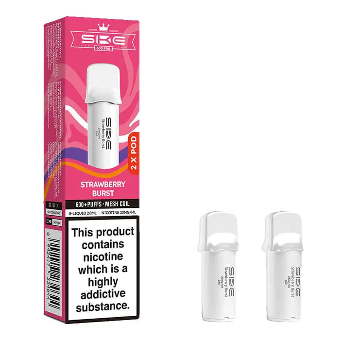 SKE Crystal Bar 600 Pro Prefilled Pods – 20mg Nicotine Salt (2 Pack) - Strawberry Burst image