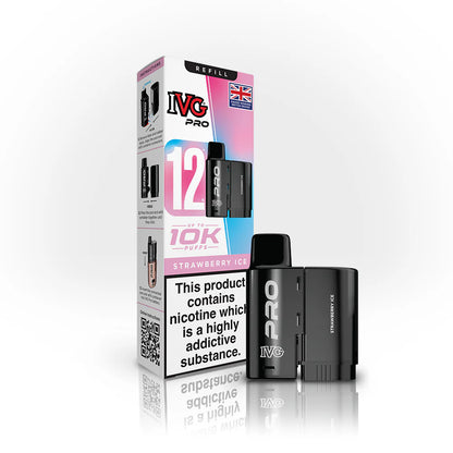 IVG Pro 12 Refill Pods – 2ml + 10ml | Up to 10,000 Puffs | 20mg Nic Salt - Strawberry Ice image