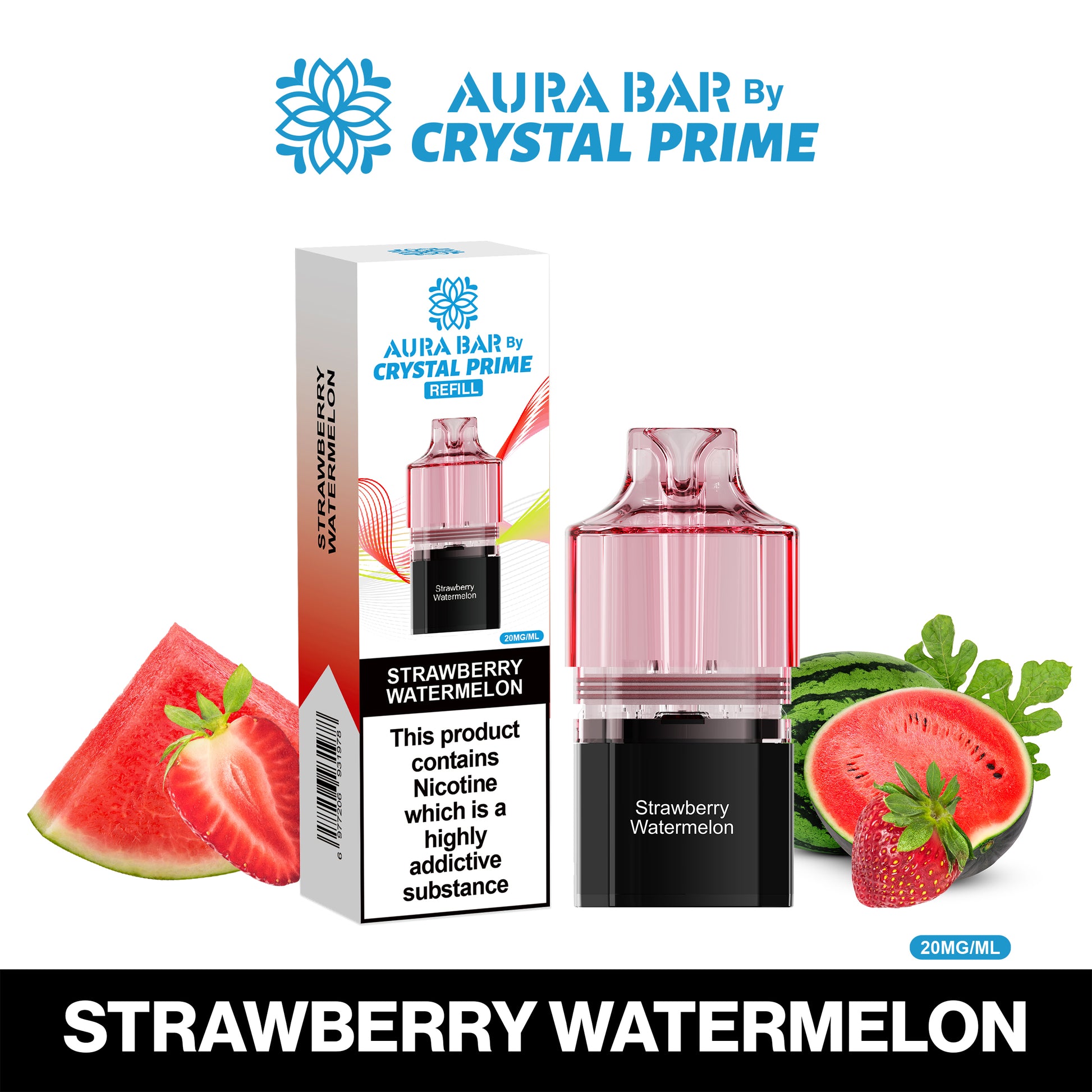 Crystal Prime Aura Bar 10K Prefilled Pods - Strawberry Watermelon image