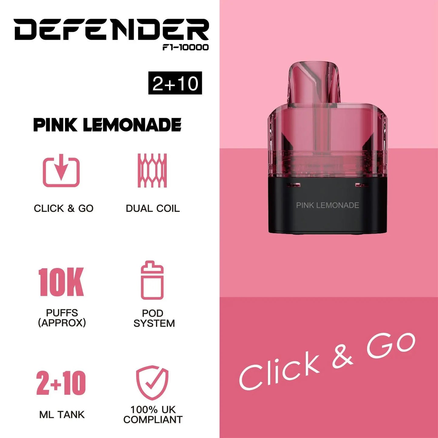 Defender F1-10000 Prefilled Pod - Pink Lemonade image