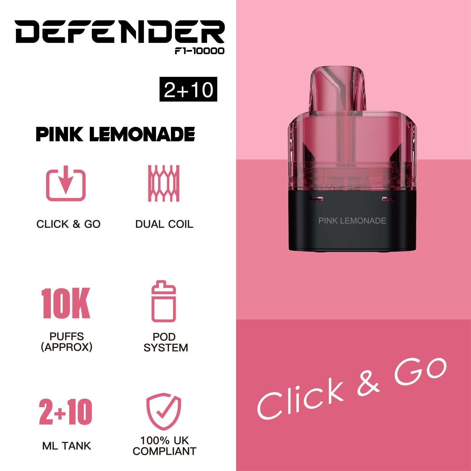 Defender F1-10000 Prefilled Pod - Pink Lemonade image