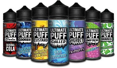 Ultimate Puff E Liquid 100ml Shortfill | £9.99 Only  70/30 VG/PG - SHERBET STRAWBERRY LACES image