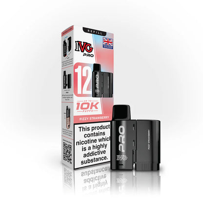IVG Pro 12 Refill Pods – 2ml + 10ml | Up to 10,000 Puffs | 20mg Nic Salt - Fizzy Strawberry image