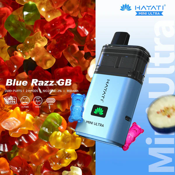 Hayati Mini Ultra 1500 Puffs Prefilled Vape Kit - Blue Razz GB image