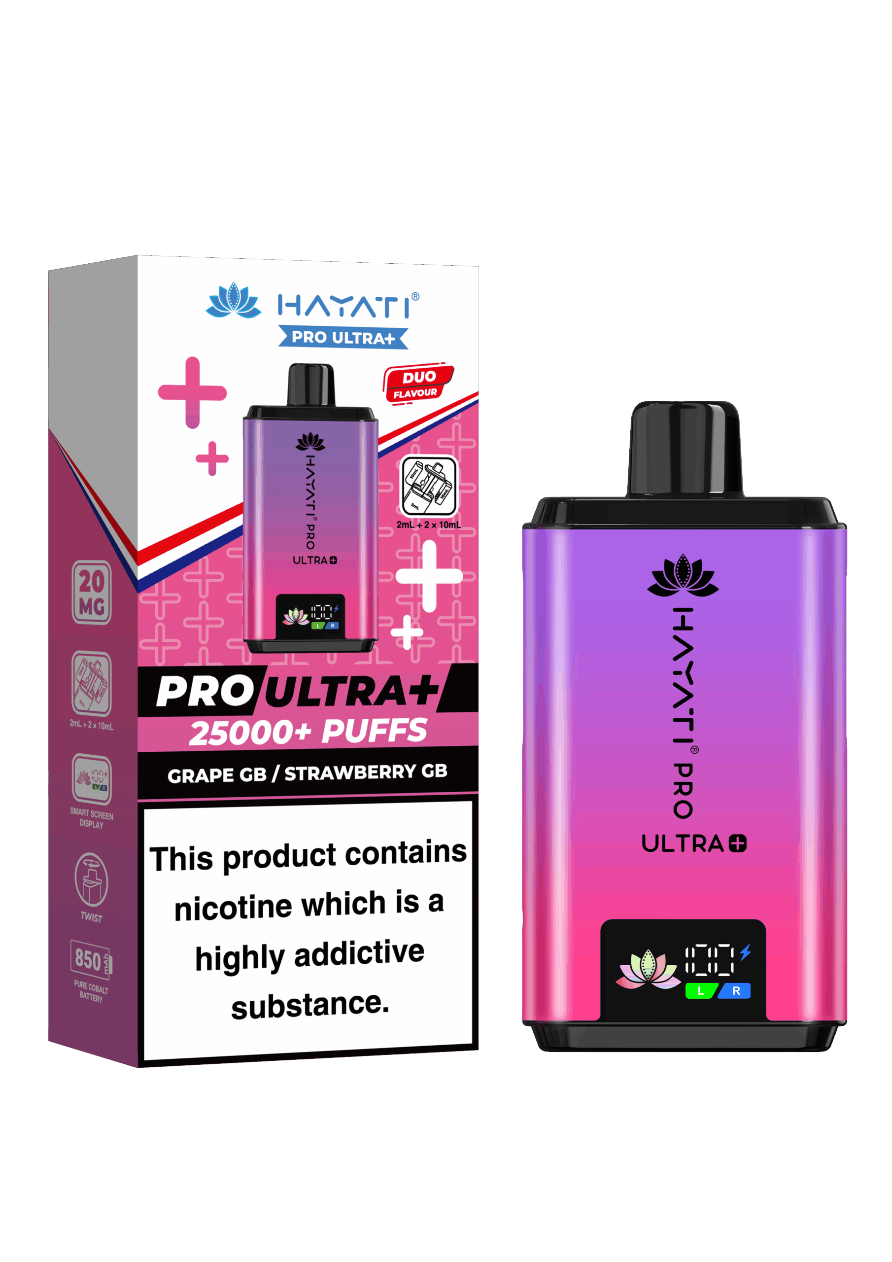 Hayati Pro Ultra Plus 25K Prefilled Vape Kit - Grape GB / Strawberry GB image