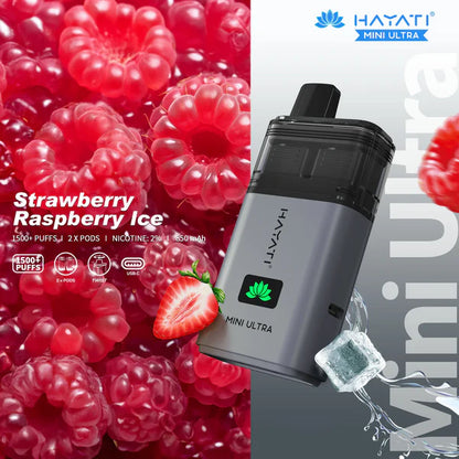 Hayati Mini Ultra 1500 Puffs Prefilled Vape Kit - Strawberry Raspberry Ice image