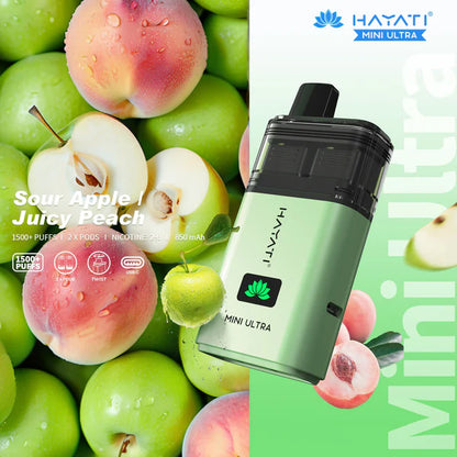 Hayati Mini Ultra 1500 Puffs Prefilled Vape Kit - Sour Apple / Juicy Peach image