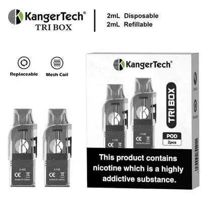 KangerTech Tri Box Refillable Pods - 2ml - 0.9Ω Mesh 2pcs/pack image 0