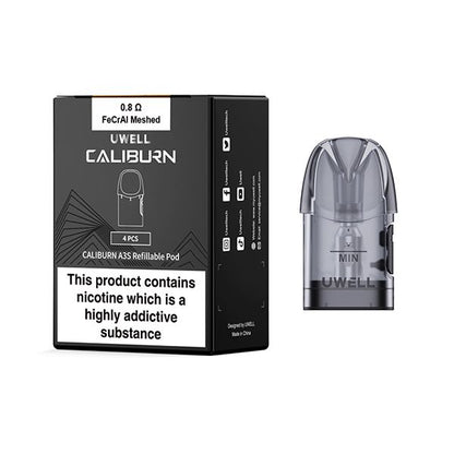 Uwell Caliburn A3S Replacement Pods - 4pcs/pack | Side Fill | 0.8 Ohm Mesh image 3