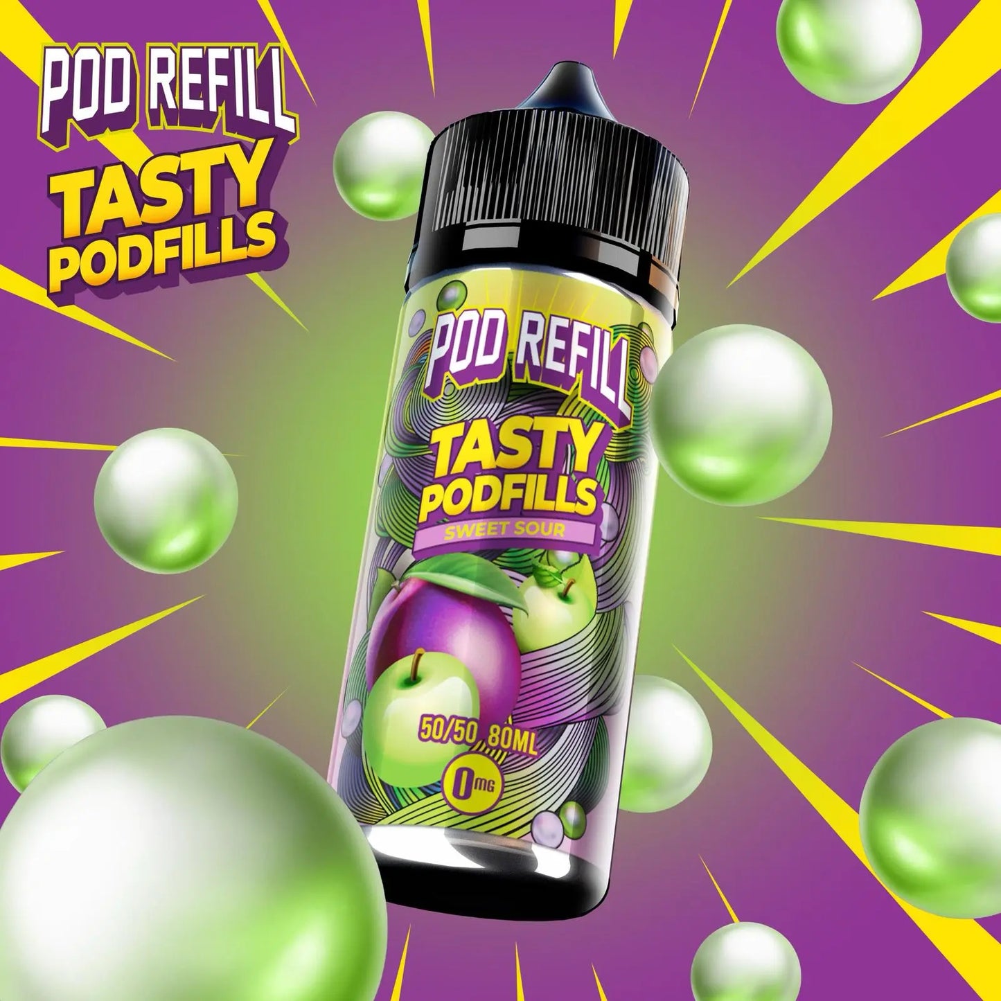 Pod Refill by Tasty Podfill 100ml 50/50 VG/PG E-Liquid Shortfill - Sweet Sour image