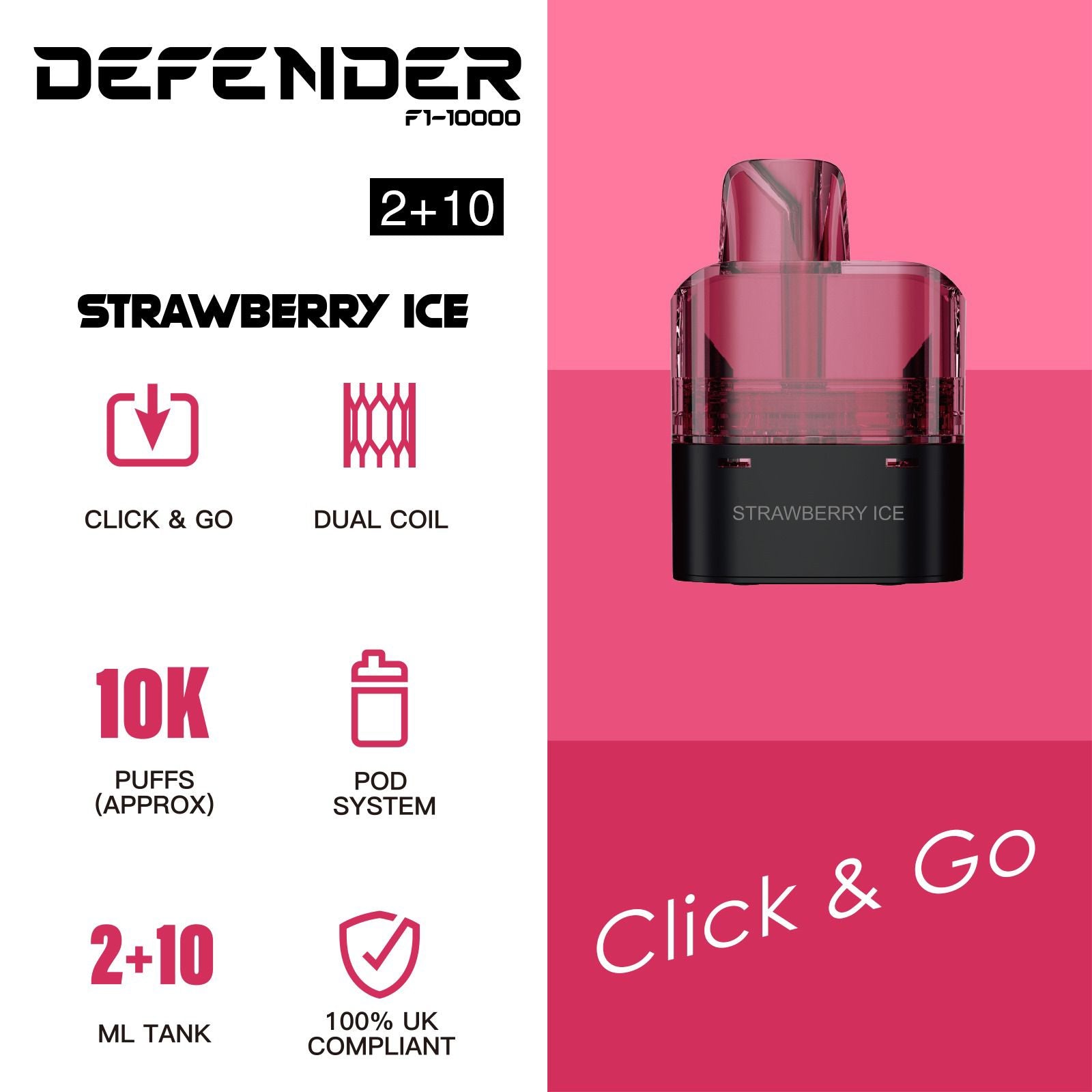 Defender F1-10000 Prefilled Pod - Strawberry Ice image