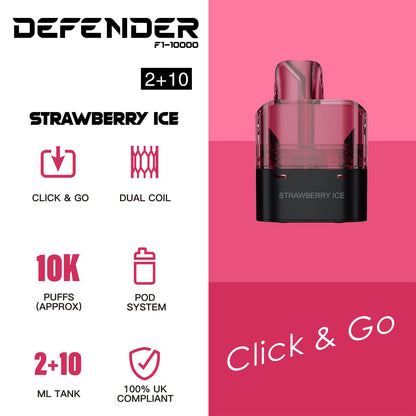 Defender F1-10000 Prefilled Pod - Strawberry Ice image