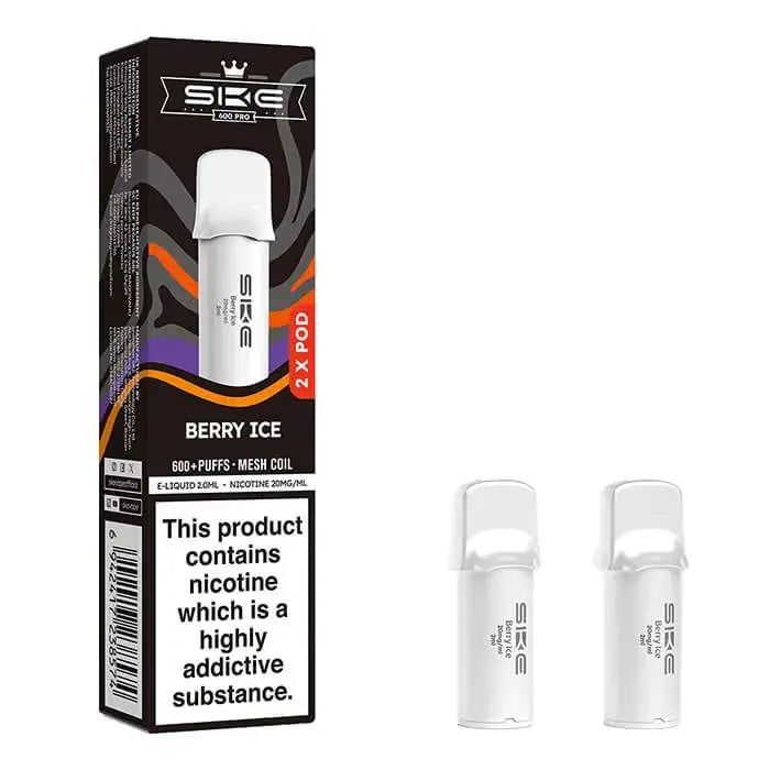 SKE Crystal Bar 600 Pro Prefilled Pods – 20mg Nicotine Salt (2 Pack) - Berry Ice image