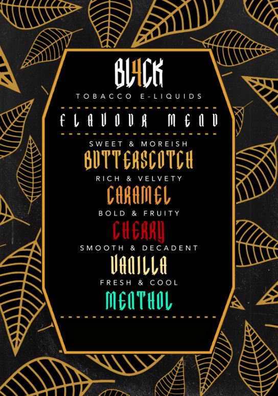 BL4CK E Liquid Tobacco Range 100ml Shortfill by Frumist  70/30 VG/PG image 2