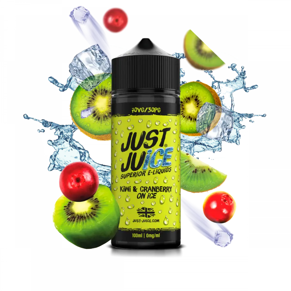Just Juice 100ml E-Liquid Shortfill | Exotic | On Ice | Fusion Range  70/30 VG/PG - Kiwi &amp; Cranberry ON ICE image