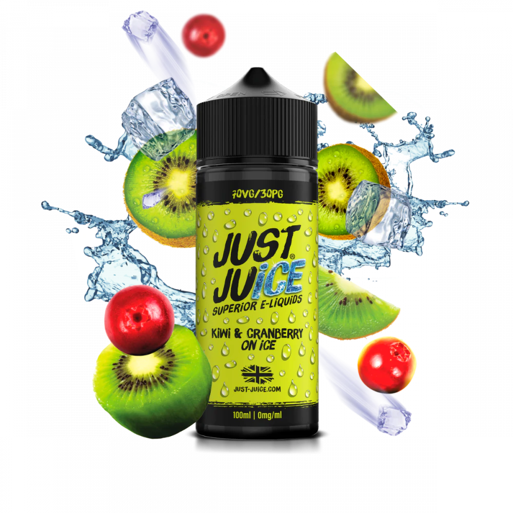 Just Juice 100ml E-Liquid Shortfill | Exotic | On Ice | Fusion Range  70/30 VG/PG - Kiwi &amp; Cranberry ON ICE image