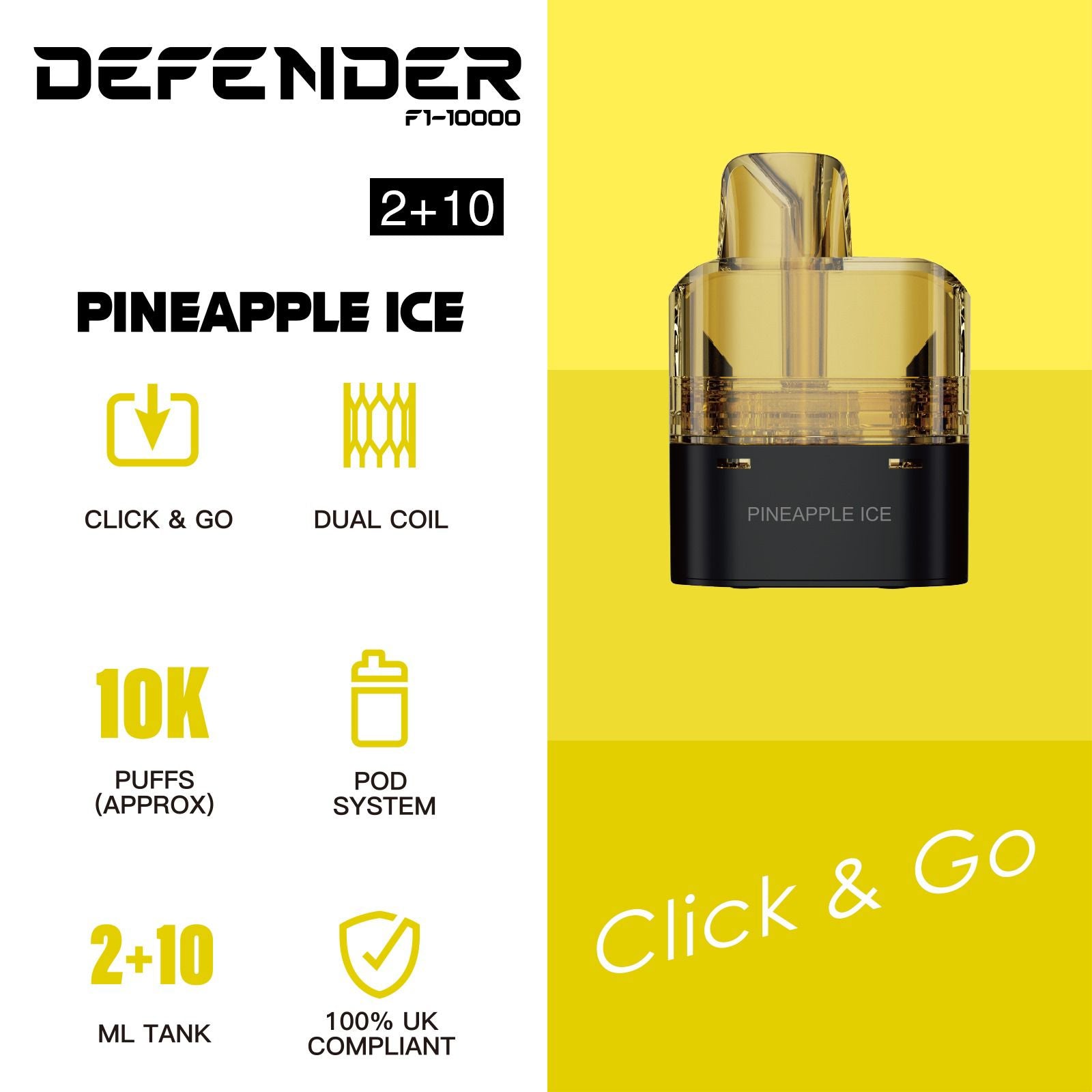 Defender F1-10000 Prefilled Pod - Pineapple Ice image