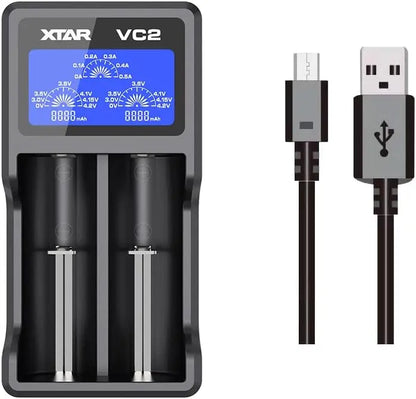 XTAR VC2 USB LCD Dual‑Bay Li‑ion Battery Charger Xtar