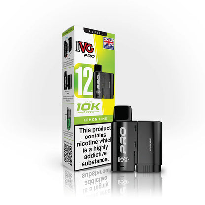 IVG Pro 12 Refill Pods – 2ml + 10ml | Up to 10,000 Puffs | 20mg Nic Salt - Lemon Lime image