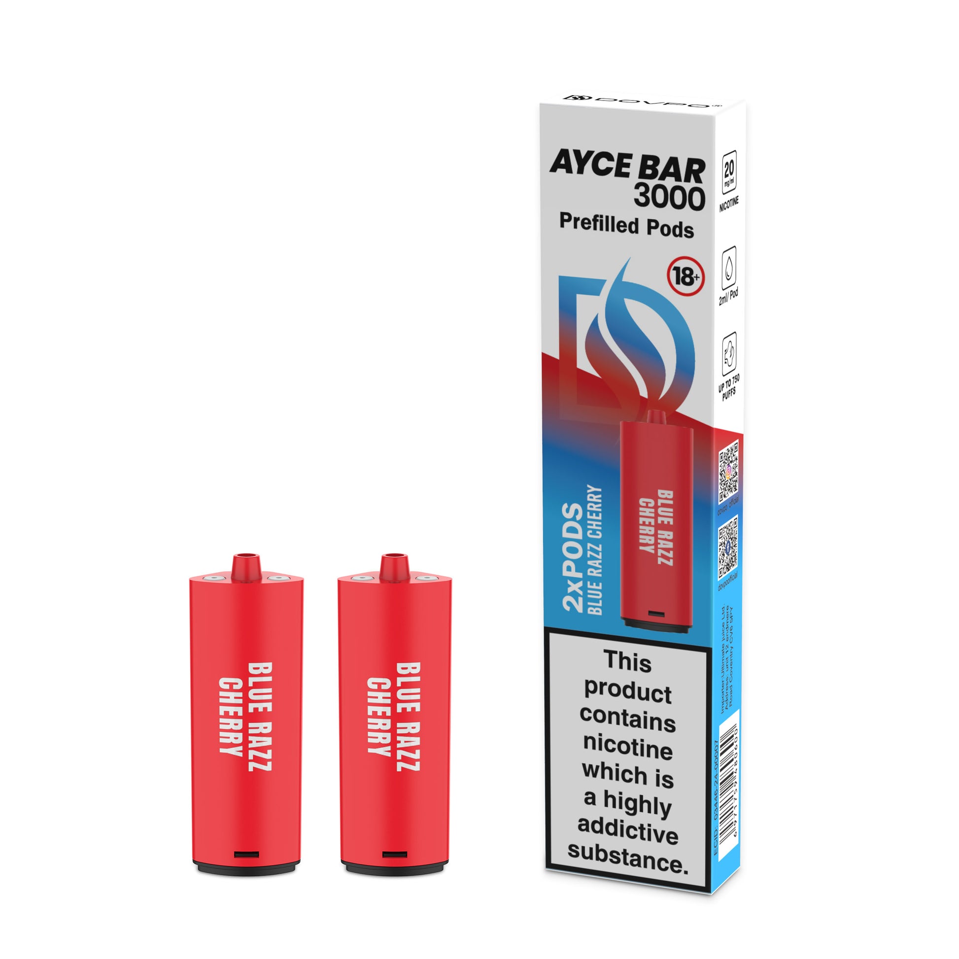 Dovpo Ayce Bar 3000 Prefilled Pods | 20mg 2pcs/pack - Blue Razz Cherry image
